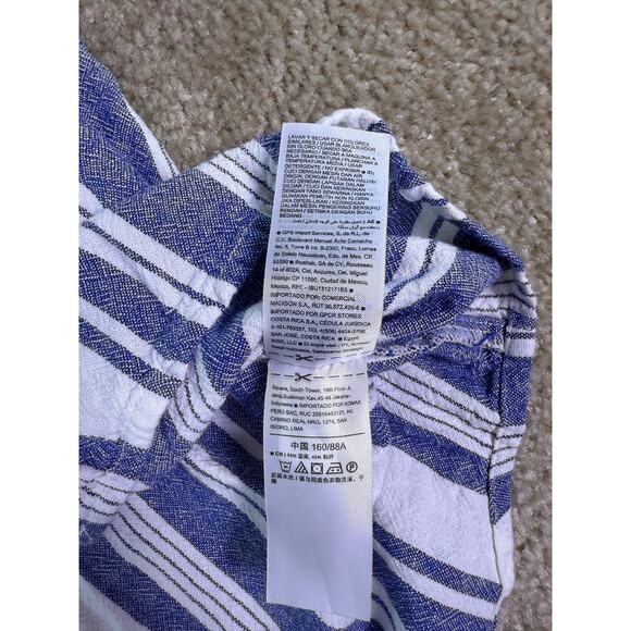 Old Navy Womens Blue/White Striped Mini Dress Linen Blend Sz Small Vacation E132 - Picture 6 of 10